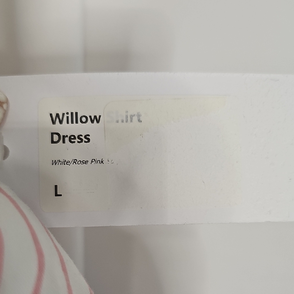 HARSHMAN White and Pink High Low Shirt Dress with Collar - Picture 3 of 9
